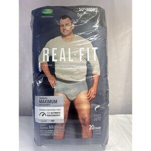 Depend Real-Fit Men's Underwear L/XL-Maximum Absorbency 20 Count FREE US Ship!